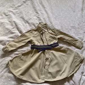 Polo by Ralph Lauren Tan Kids Dress with Blue and Yellow Belt